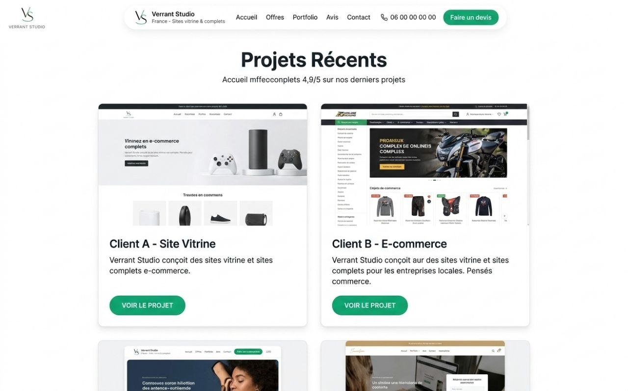 Aperçu du site Verrant Studio sur ordinateur